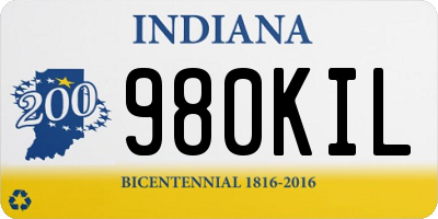 IN license plate 980KIL