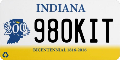 IN license plate 980KIT