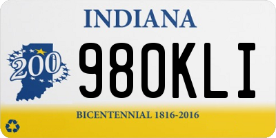 IN license plate 980KLI