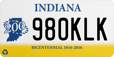 IN license plate 980KLK