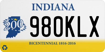 IN license plate 980KLX