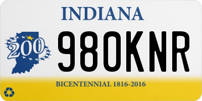 IN license plate 980KNR