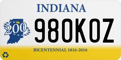 IN license plate 980KOZ