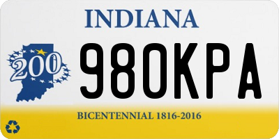 IN license plate 980KPA