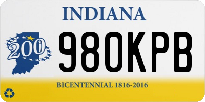 IN license plate 980KPB
