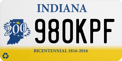 IN license plate 980KPF