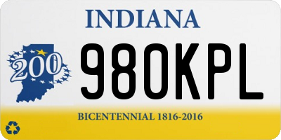 IN license plate 980KPL