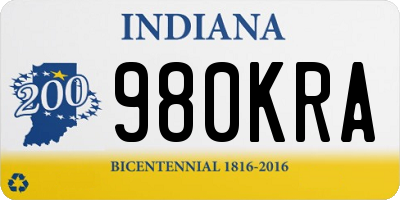 IN license plate 980KRA