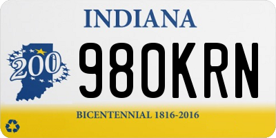 IN license plate 980KRN