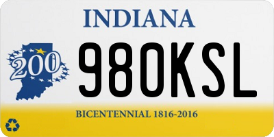 IN license plate 980KSL