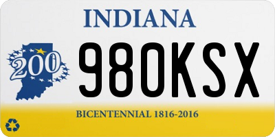 IN license plate 980KSX