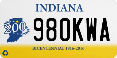 IN license plate 980KWA