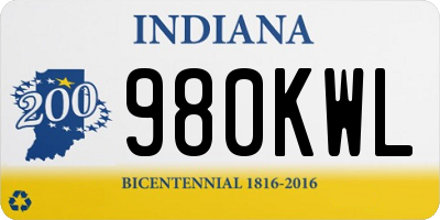IN license plate 980KWL
