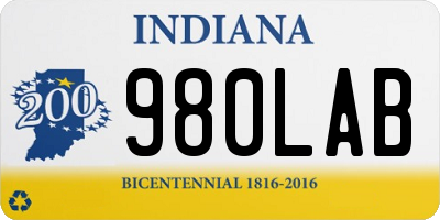 IN license plate 980LAB