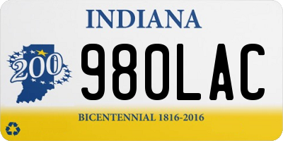 IN license plate 980LAC