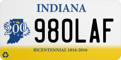 IN license plate 980LAF