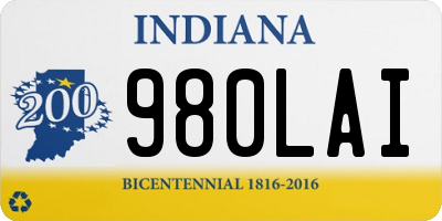IN license plate 980LAI