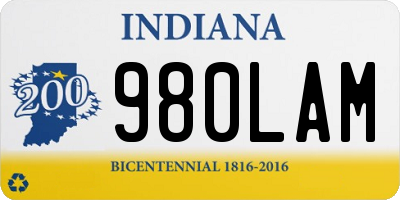 IN license plate 980LAM