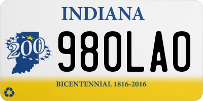 IN license plate 980LAO