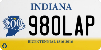 IN license plate 980LAP