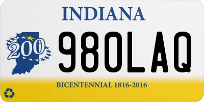 IN license plate 980LAQ