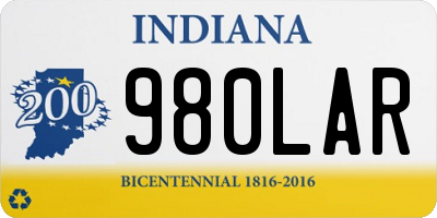 IN license plate 980LAR