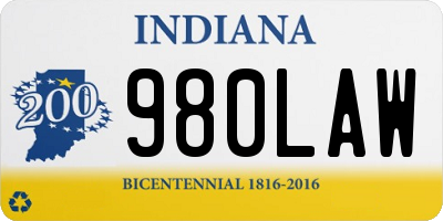 IN license plate 980LAW