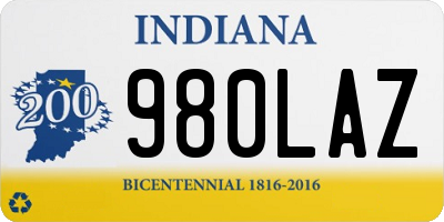 IN license plate 980LAZ