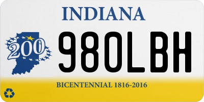 IN license plate 980LBH