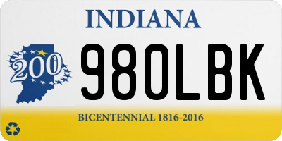 IN license plate 980LBK