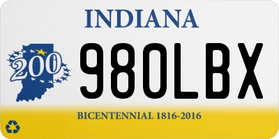 IN license plate 980LBX