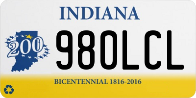 IN license plate 980LCL