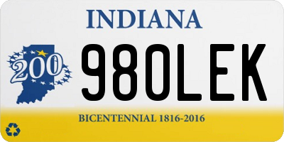IN license plate 980LEK