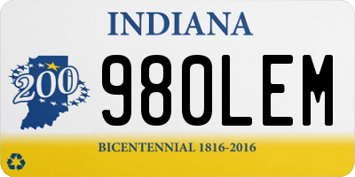 IN license plate 980LEM