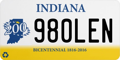 IN license plate 980LEN
