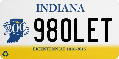 IN license plate 980LET