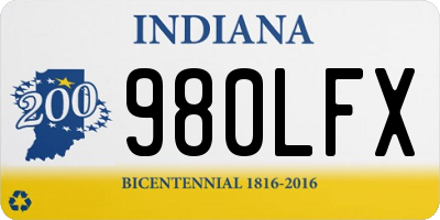 IN license plate 980LFX