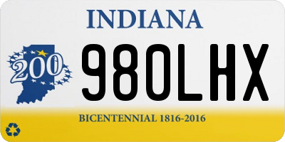 IN license plate 980LHX