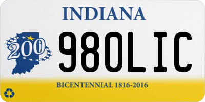 IN license plate 980LIC