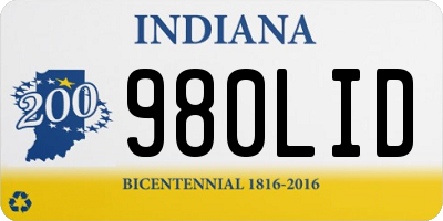 IN license plate 980LID