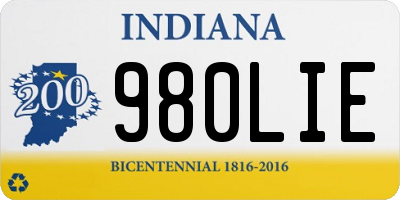 IN license plate 980LIE