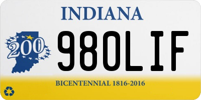 IN license plate 980LIF