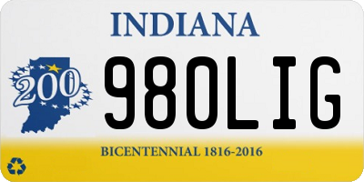 IN license plate 980LIG