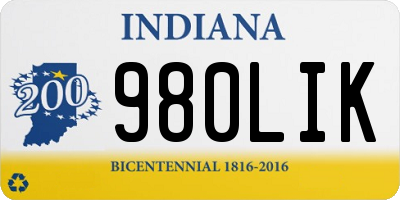 IN license plate 980LIK