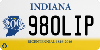 IN license plate 980LIP