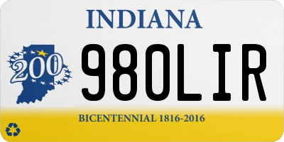 IN license plate 980LIR