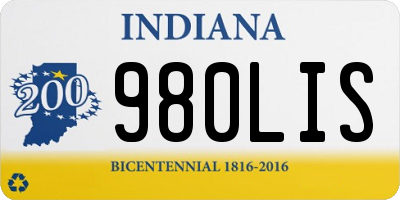IN license plate 980LIS