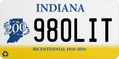 IN license plate 980LIT