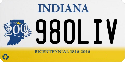 IN license plate 980LIV