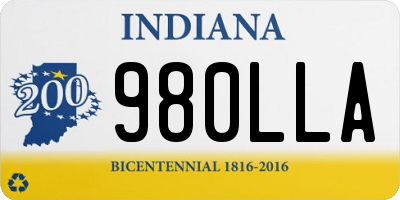 IN license plate 980LLA